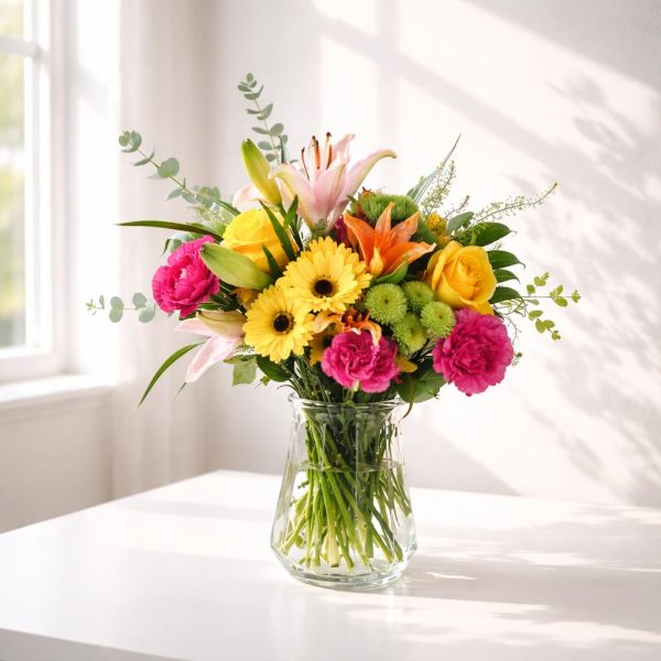 Arreglo Colorido de Rosas y Gerberas