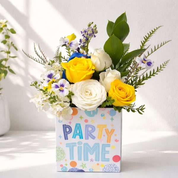 Arreglo Floral Festivo de Rosas y Flores Coloridas