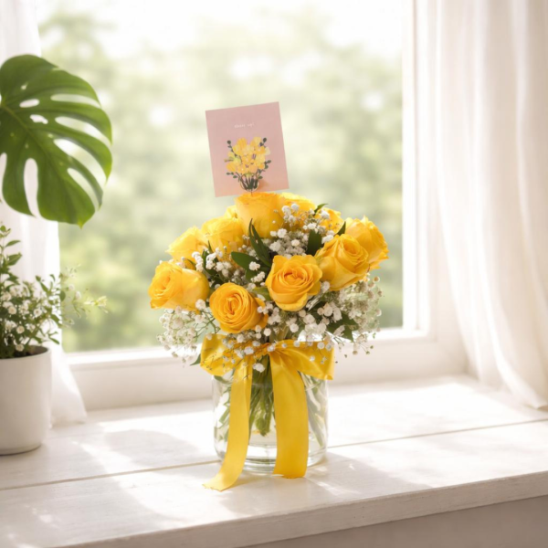 Florero de Rosas Amarillas